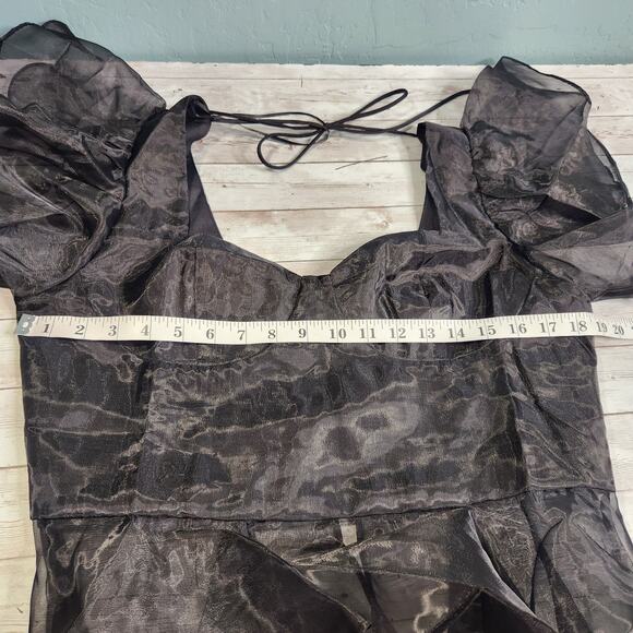 Francesca's Riannon Black Ruffle Corset Blouse Size Large NWT - Picture 6 of 8